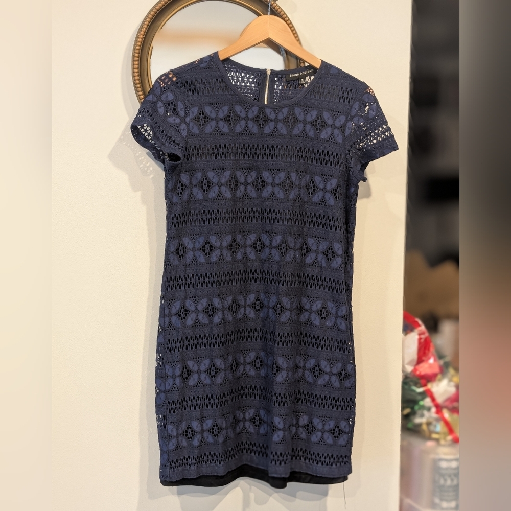 Navy floral lace dress